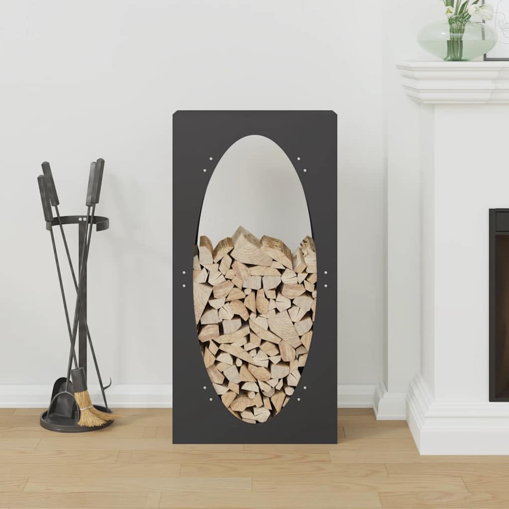 Estantería para leña negra de acero laminado en frío, 50 x 23 x 100 cm, capacidad de carga de 60 kg, para leña, leña, estante de madera, soporte de almacenamiento interior