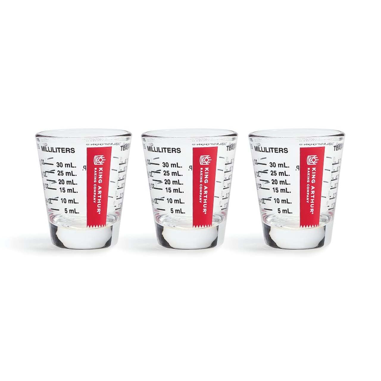King Arthur Baking Company Mini Measure Shot Glass, for Multi-Purpose Liquid and Dry Ingredients, Black, Set of 3