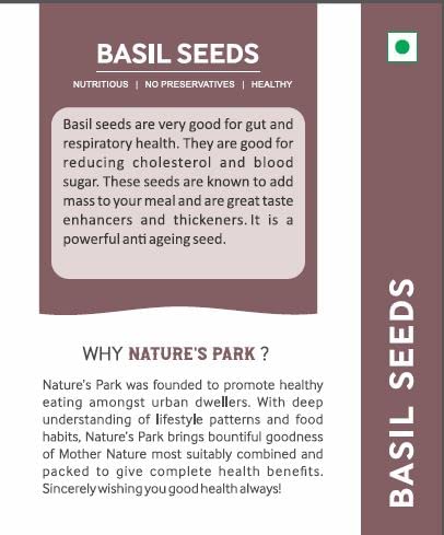 Image of Nature's Park Roasted Basil Seeds (Tukmaria Seed Sabja Seeds) Pet Jar (100 g)
