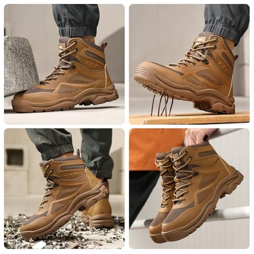 Image of Steel Toe Boots for Men Work Indestructible Safety Boots | Impact-Resistant, Puncture-Resistant, Comfortable, Wear-Resistant, Construction Factory, Warehouses, Jobsites