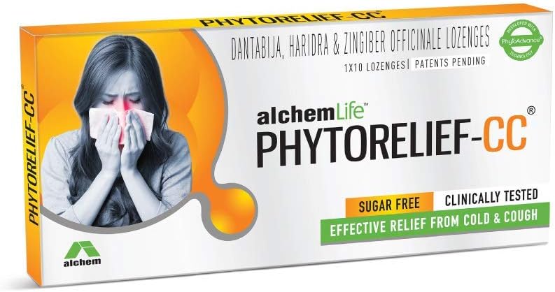 AlchemLife PhytoRelief CC® | Fights cough, cold & sore throat | 5X Natural Immunity Booster | Clinically tested & Patented solution| Sugar-Free - Pack of 3 (30 Pastilles)