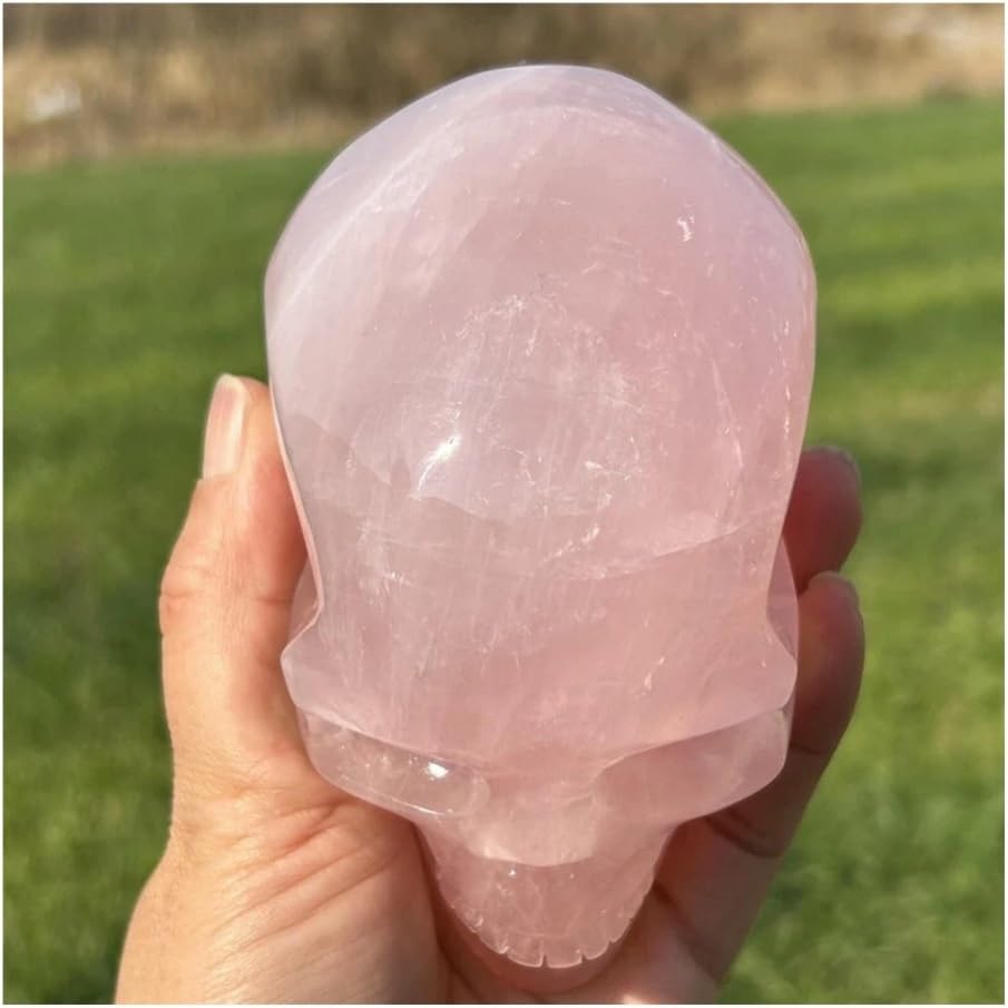 1pcs 30-50g Rose Quartz Skull, Hand-Carved Crystal