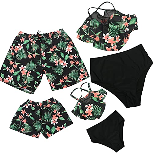 Family Matching Swimsuit Sets Floral Print Summer Beach Bathing Suits D Floral Print Boys 6-8 Years