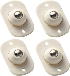 طقم عجلات دوارة ذاتية اللصق، عجلات صغيرة لاصقة من الستانلس ستيل، عجلات صغيرة للاثاث، دوران 360 درجة، بكرة لاصقة للصناديق وصندوق التخزين السفلي وسلة المهملات، ابيض- من رنا ستور