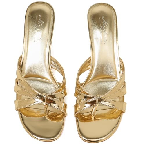 Image of Mostrin Kitten Heels for Women Pointed Toe Vintage Mules Heels Sexy Slip on Stiletto Backless Sandals for Party Wedding Daily