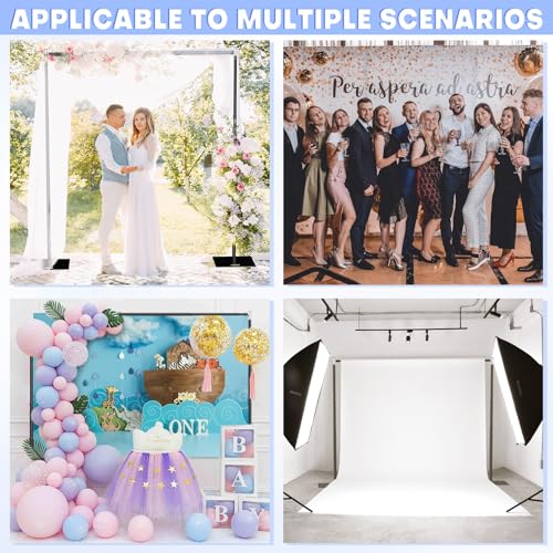 Image of HAYOHRT 10x10 ft Pipe and Drape Backdrop Stand Kit Heavy Duty Backdrop Stand Adjustable Photo Background with Metal Base for Parties Wedding Video Studio Birthday Background Stand