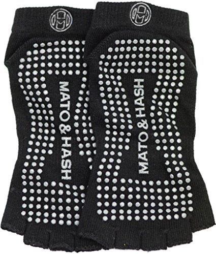 Mato & Hash Toeless Half Toe Yoga Socks With Grip Black/Grey M/L