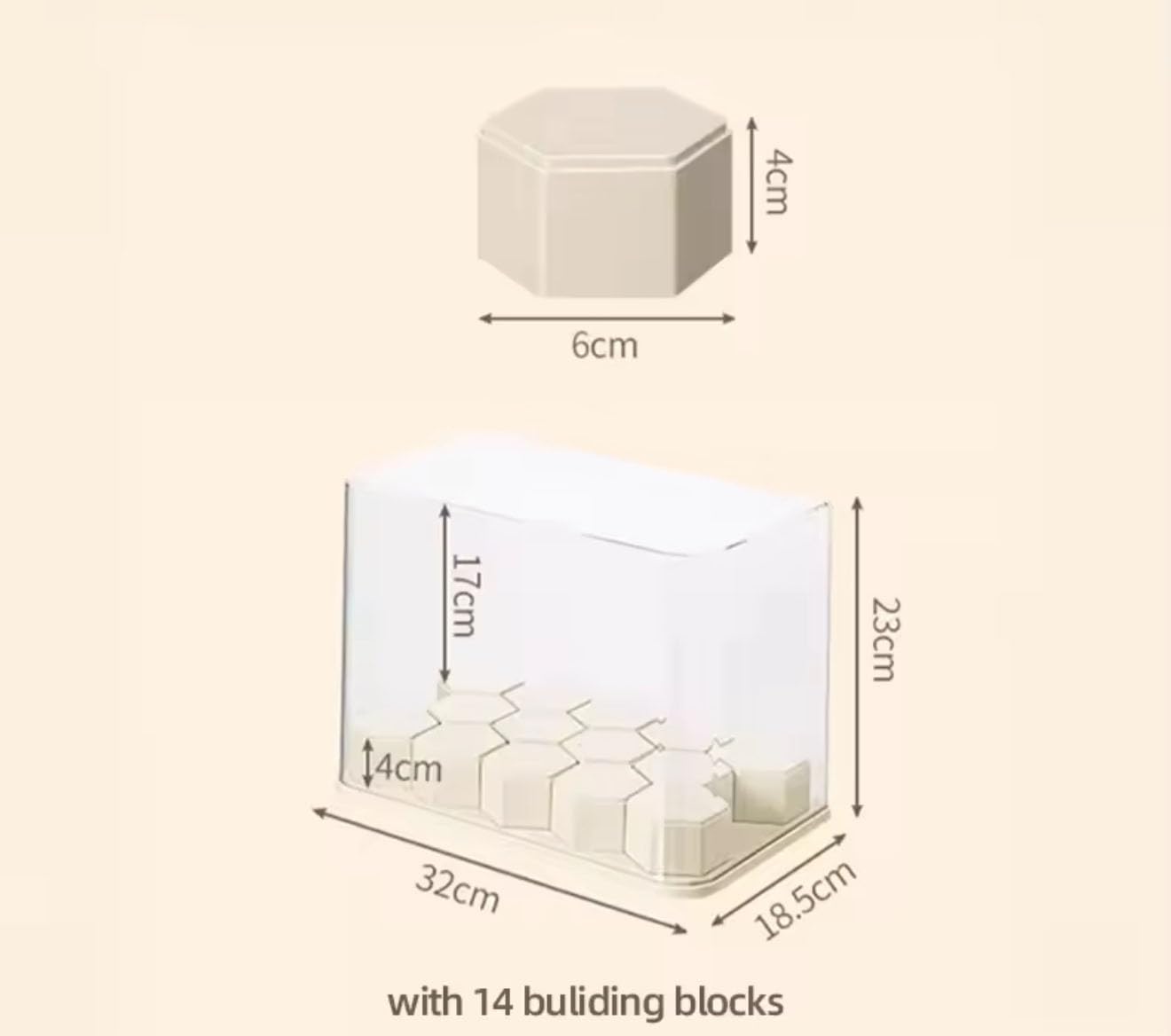 2 Pcs Clear Acrylic Display Case for Figures, Plastic Dustproof Showcase with Adjustable 24 Hexagonal Blocks, Large Box Suitable for Collectibles (2pcs Small)