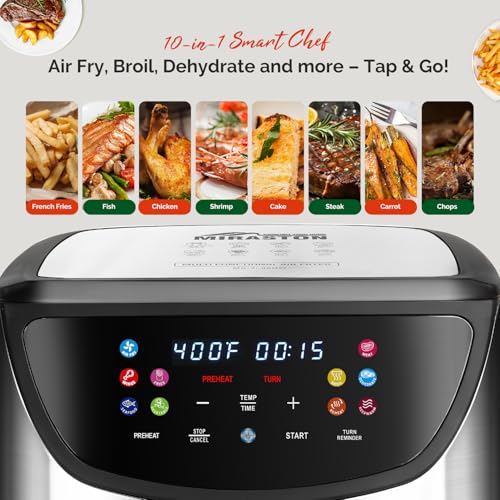 Image of 8.5QT Large Stainless Steel Air Fryer with Disposable Liners | 10-IN-1 VERSATILITY: 8.5QT XL Family Size Digital air fryer, stainless steel cooking surface ensures safe, Gift Box Included