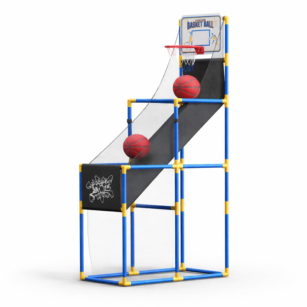 Canasta Baloncesto Infantil con Automático, Juguete Portátil Interior para Niños, Máquina de Baloncesto de tamaño súper Grande, versión estándar con 2 Pelotas, con Soporte más Estable