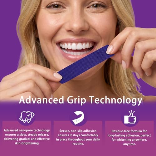 Image of Purple Teeth Whitening Strips 14 Treatments, Whitening Strips for Sensitive Teeth and Enamel Safe, Teeth Whitening Effectively Remove Stains (28 Strips)