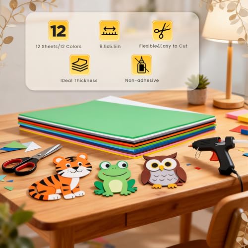 Image of MEARCOOH Foam Sheets Crafts 8.5''x5.5'' Inch for Crafts Project Scrapbooking DIY Cosplay Multicolor 12PCS
