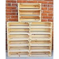 1,2,3,4 Solid&Strong Storage Wooden Crates Fruit Storage Box Shelf Decor - Clean -Natural, Burn Effect -Record Crates (Burnt Effect Long, 2 - View #14