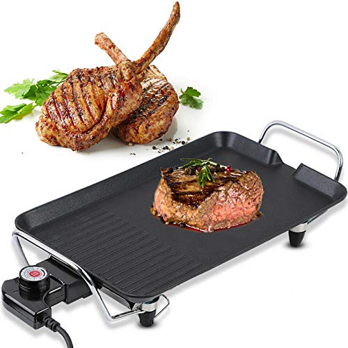 ZanGe Electric Health Teppanyaki Grill, Indoor Portable Non-stick Table Top Grill, 1500W Teppanyaki Barbecue Grill, Easy to Clean for Dinner Party Patio Family