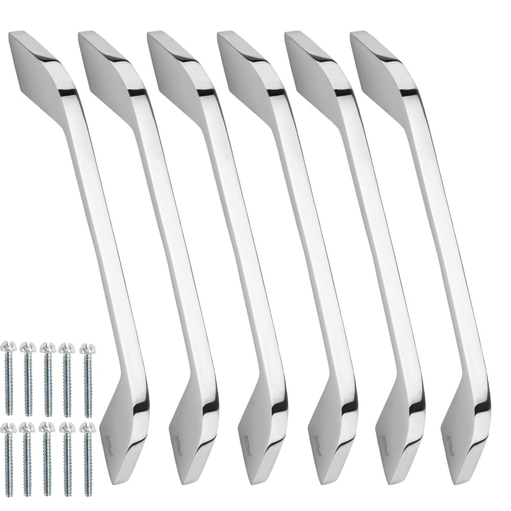 Chrome Stainless Steel Cabinet Handles - Pack of 6 -1