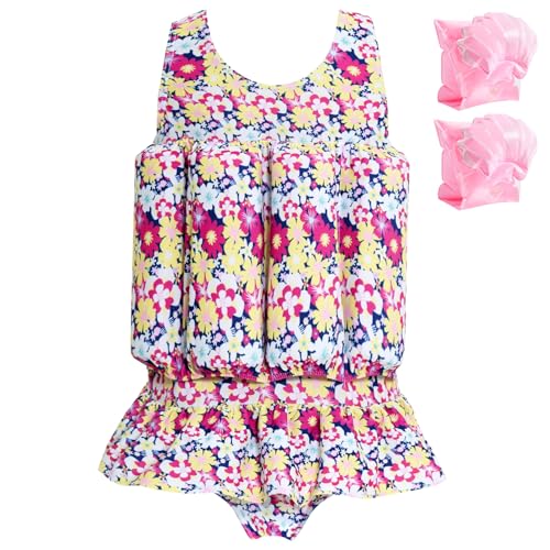 Summshall Baby Girls Swimsuit with Floatation Toddler One Piece Swimsuits Kids Swim Vest Swimwear Float Suit Summer Beach Bathing Suit