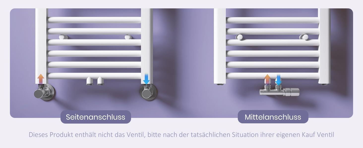 AICA Badheizkörper Handtuchtrockner 1600x500 Mm Anthrazit – 816W, Seitenanschluss, Aus Stahl, Für Warmwasser