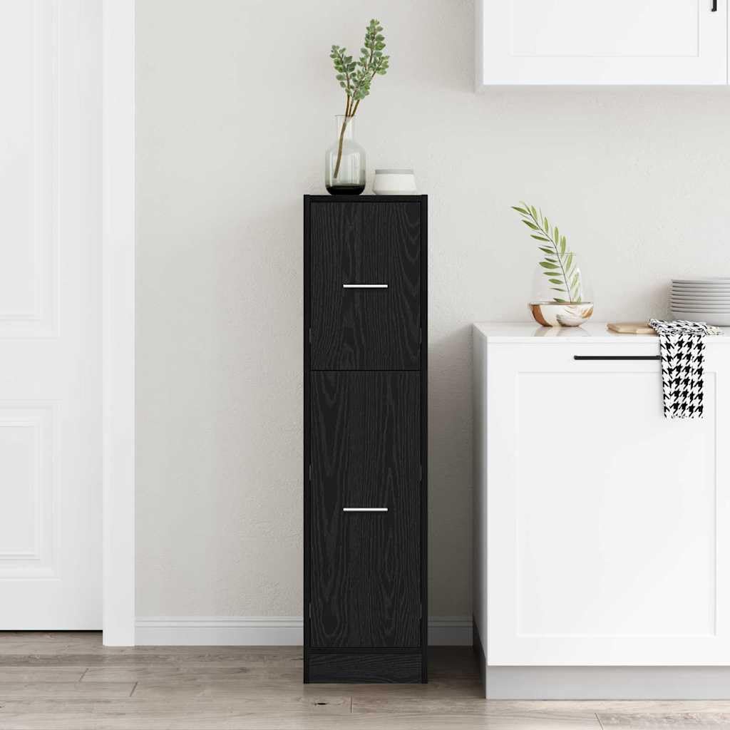 Armoire à pharmacie en chêne noir, 30 x 41 x 118 cm, avec 2 tiroirs, espace de rangement et compartiments pour bureau, salon, cuisine, salle de bain, pour ranger et ranger
