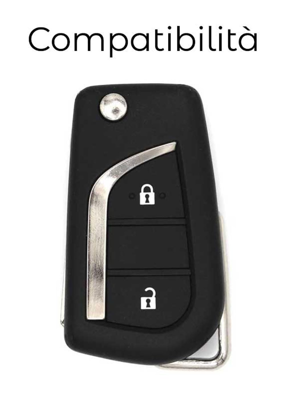Cover Chiave Auto Custodia in Silicone Compatibile con Toyota 2 Tasti Aygo Corolla Reiz Land Cruiser IQ Urban Cruiser Prius Rav Scion Hilux Yaris Verso Citroen C1 108 (Nero)