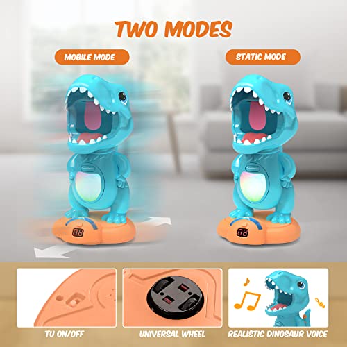 Image of EagleStone Movable Dinosaur Shooting Toys for Boys with 2 Air Pump Guns | Electronic Target Practice with LCD Score Tracker, Sound Effects, 48 Foam Balls, BIrthday Gift for Kids 6 7 8 9 Indoor Play