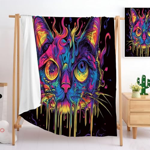 Couverture en flanelle chat bleu violet 150x200cm pour canapé - 6