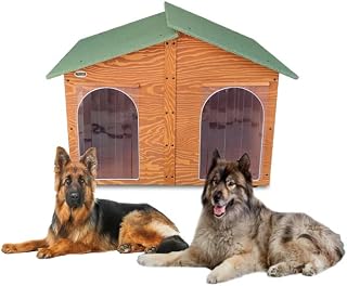 ORIGINAL LEGNO Hundehütten Hundehaus Hundehöhle Aus Massiv Holz Echtholz Geshenk THERMOVORHANG Made in Italy Mod. XXXL - Extra Large mit Doppeltem Eingang Und Séparé