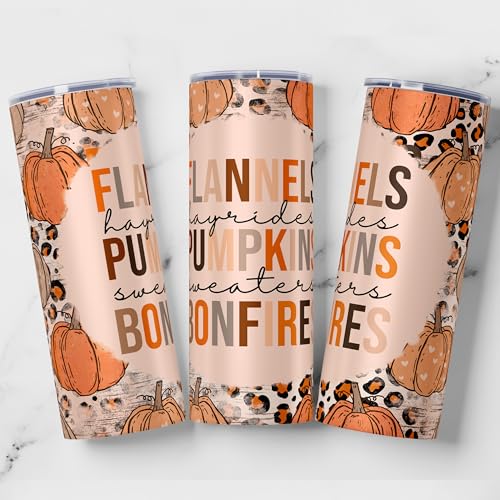 Fall Leopard Pumpkin Tumbler 20oz Stainless Steel Mug