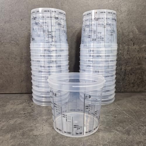 powerpreis24 25 Stück Farbmischbecher Mischbecher mit Skala 385 ml Einwegmischbecher Messbecher