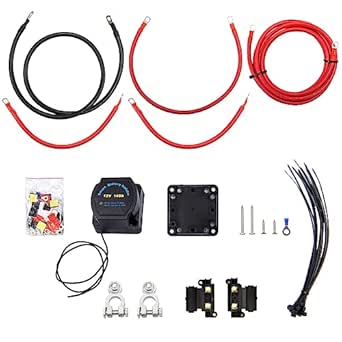 Split Charge Relay 6 Mtr Split Charge Kit 12V 140 Amp Durite Voltage Sense Relay 110amp Cable T4 T5 Durite Split Charge Relay Kit