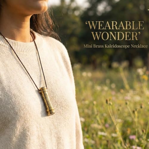 ROORKEE INSTRUMENTS (INDIA) A NAUTICAL REPRODUCTION HOUSE Brass Teleidoscope/Kaleidoscope Pendant with leather Cord Necklace, Etched Mandala Pattern Locket, Pocket Scope -A unique Gift for Loved Ones