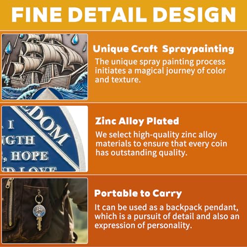 Image of NA Sobriety Coin - NA Medallions with Sailing Ship and Ocean Sobriety Chips NA Coins - Ideal Narcotics Anonymous Gifts for Men ＆ Women Celebrating Recovery and Living Clean (18 Year)