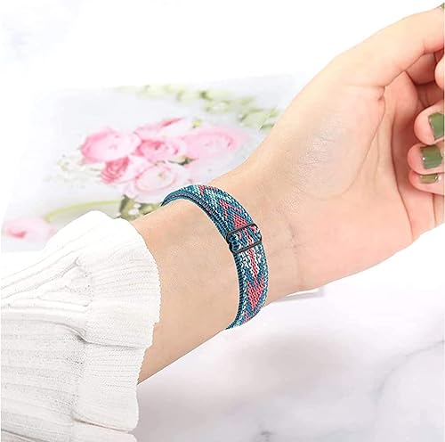 Miniatura 6 de Nigaee Paquete de 3 bandas elásticas ajustables y correas de silicona de encaje compatibles con Fitbit Luxe, correas deportivas elásticas de nailon,