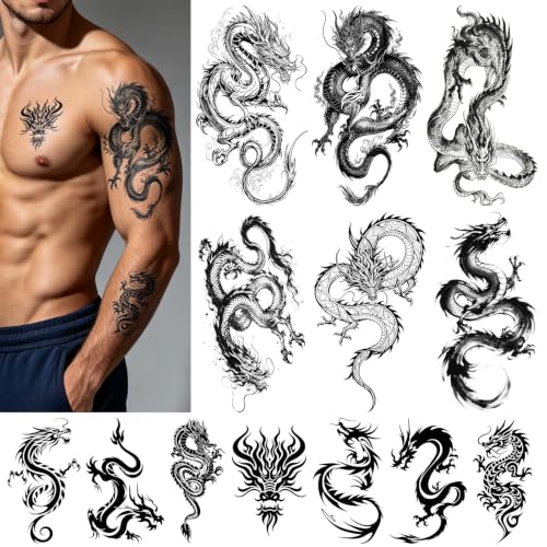BobowynTat Realistic Dragon Temporary Tattoos for Adults