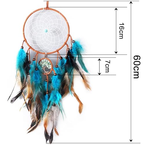Traumfänger, Basicon 60cm Dreamcatcher Blauer Vintage Feder Traumfänger Handgefertigt Dream Catchers im Böhmischen Stil für Wandbehang Wohnkultur Ornamente Handwerk Zimmerdekoration Blau