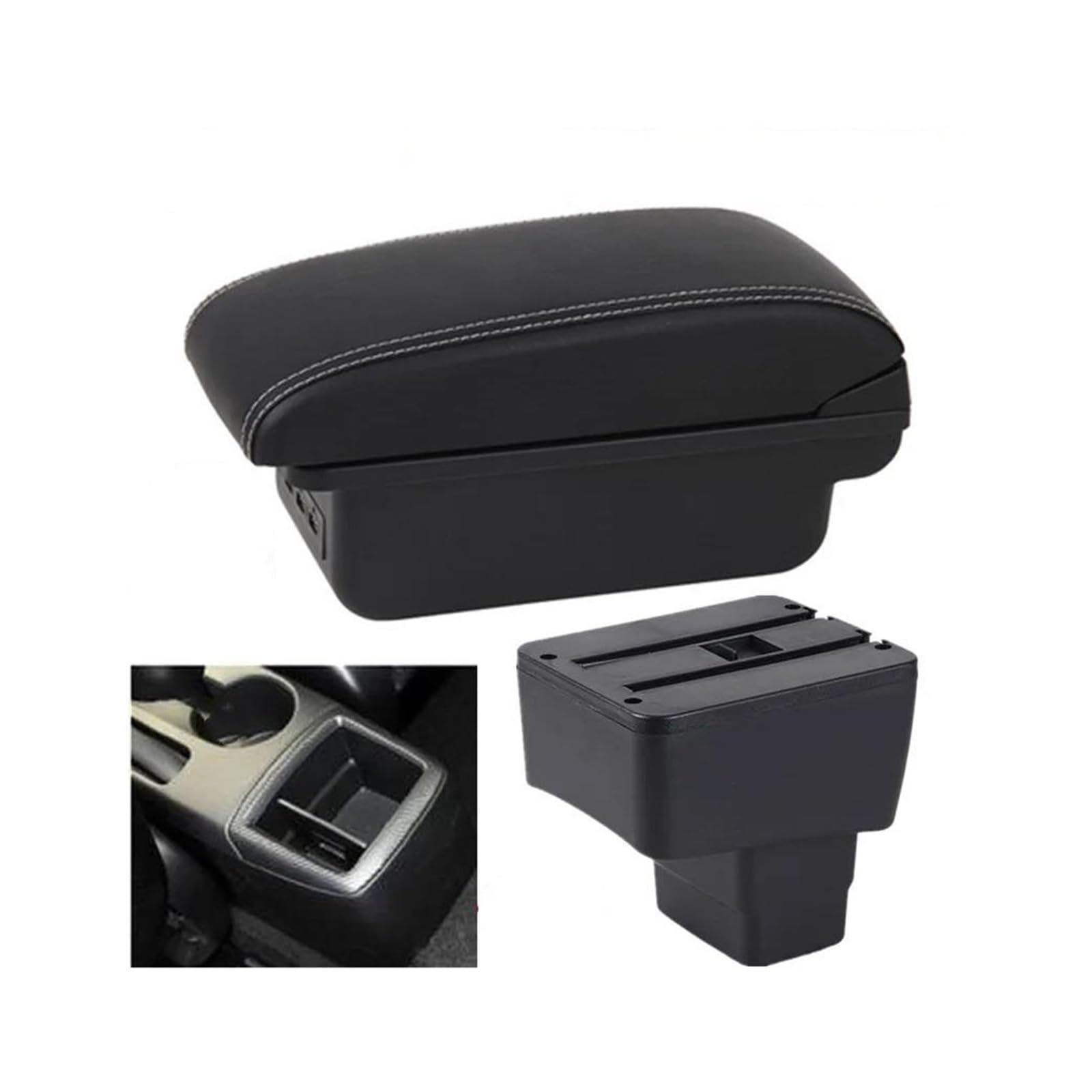 OOPUHKSY For MAZDA For CX-3 For Mazda 2 For Skyactiv For Version Cx3 14-20 Car Armrest Box Storage Box Parts Car Accessories(B3 white line 3USB)