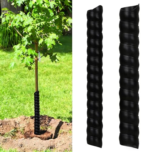 ZOSIGN Lot de 2 Protection de Tronc d'arbre en Spirale 40CM de Hauteur Protections d'arbre en Plastique 2 Tailles Tube Protecteur de Arbre d'Enveloppe d'Écorce Contre Les Animaux Sauvages (Noir)