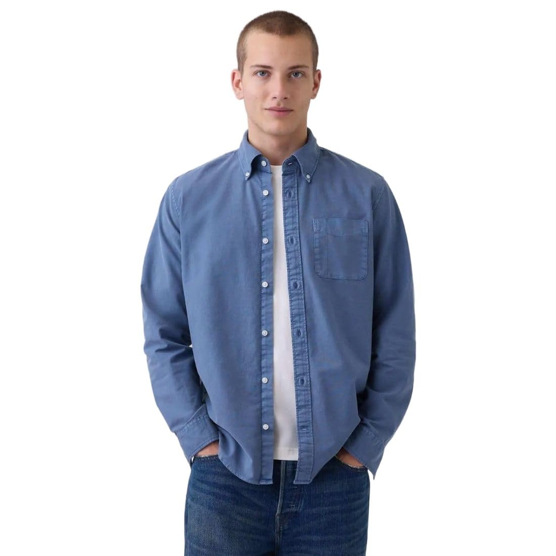 gap Men Checks Spread Collar Full Sleeve Shirts, lt. Blue, xs-picture-40