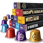 Mix Pack: 6 Unique Coffees | Decaf & Caffeinated Included | 100 Aluminium pods | Capsules Compatible with Nespresso | 50 decaf and 50 caffinated |