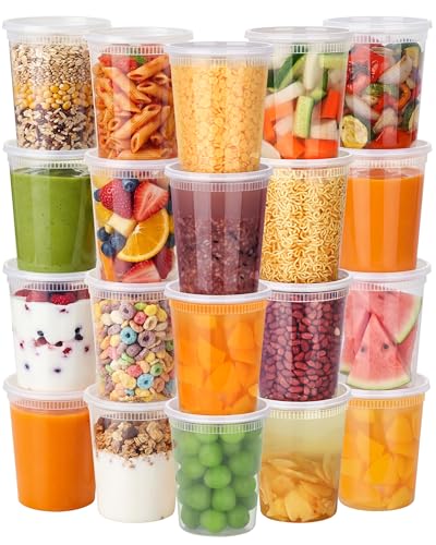 NESCCI 72 Sets (144-Piece) Deli Containers with Lids 32oz X 72 Set Each Leak-Proof & BPA Free Airtight Takeout Plastic Food Storage Containers for Soup Meal Prep Microwave/Freezer Safe