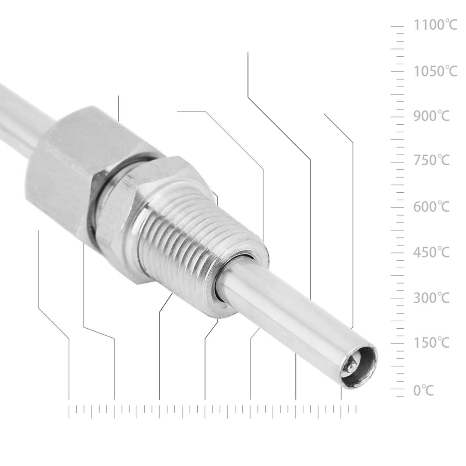 Sonda ze stali nierdzewnej 0-1250 ℃ termoelement EGT K 1 m do sondy temperatury spalin z odsłoniętą końcówką i wtyczką