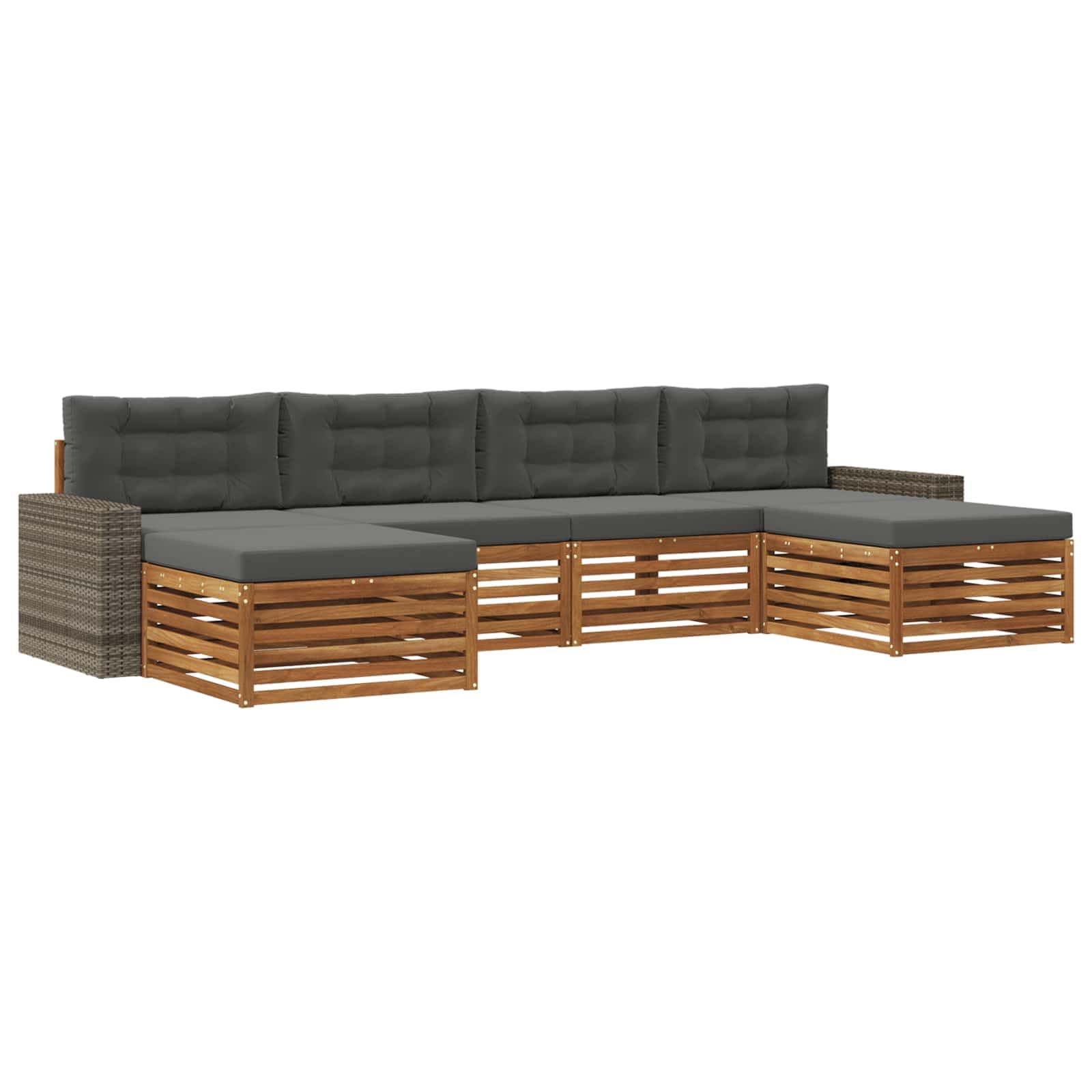 Modulares Sofa-Set, 6-teilig, Akazienholz, für den Außenbereich