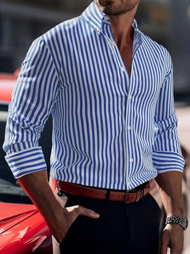 Image of TOPLOT Shirt for Men || Mens Casual Shirts || Full Sleeve || Regular Fit || Striped (5219)