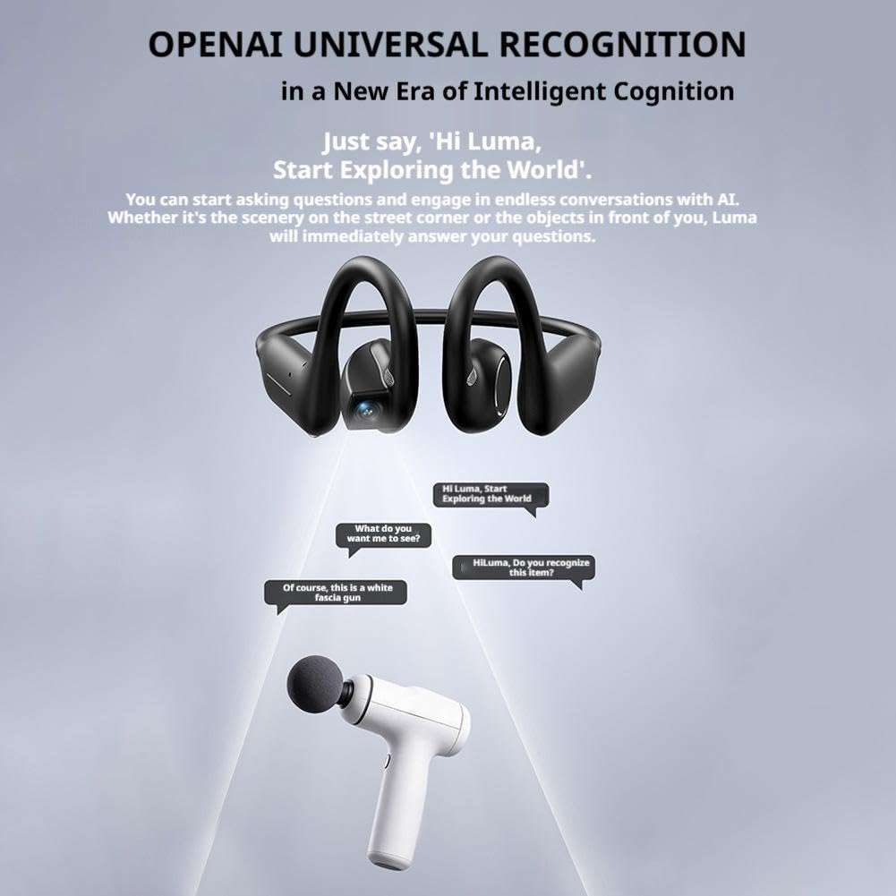 Cuffie E12 a conduzione ossea con fotocamera, orecchio aperto, vestibilità comoda, Hi-Fi, 8 MP Smart Camera Open-Ear Headset, POVCamera vivavoce, traduzione AI e conversazione intelligente, auricolari