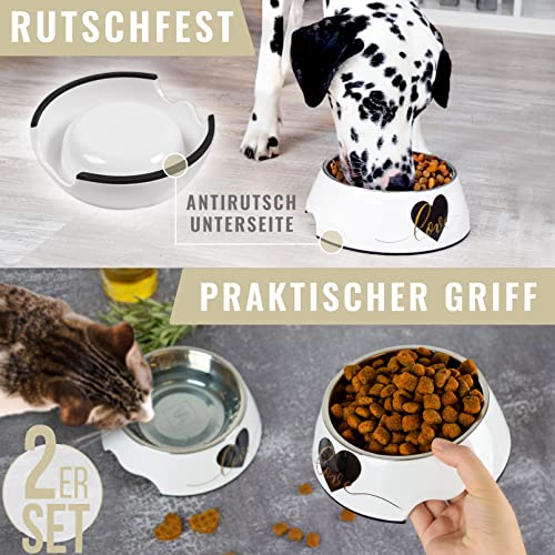 ne&no® Futternapf 2er Set für mittlere Hunde, Katzen oder Welpen [Unique Design by NE&NO] Fressnapf Hund rutschfest | Futternapf Hund (Gr.: M / 350 ml) Hundenapf mittelgroße Hunde | Fressnapf Katze