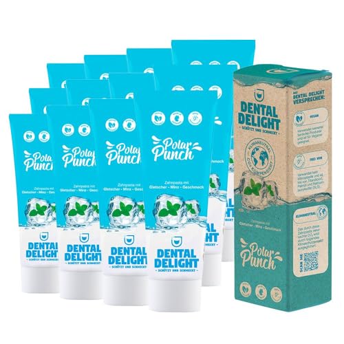 DENTAL DELIGHT Polar Punch Zahnpasta (TESTSIEGER), Vegane Zahnpasta mit Geschmack, Zahncreme (Minze, 12er Pack)