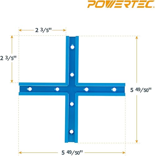 Miniatura 4 de POWERTEC 71704 Kit de intersección de pista en T de 3 pulgadas con agujeros de montaje preperforados y tornillos de madera, 2 juegos, para pista en