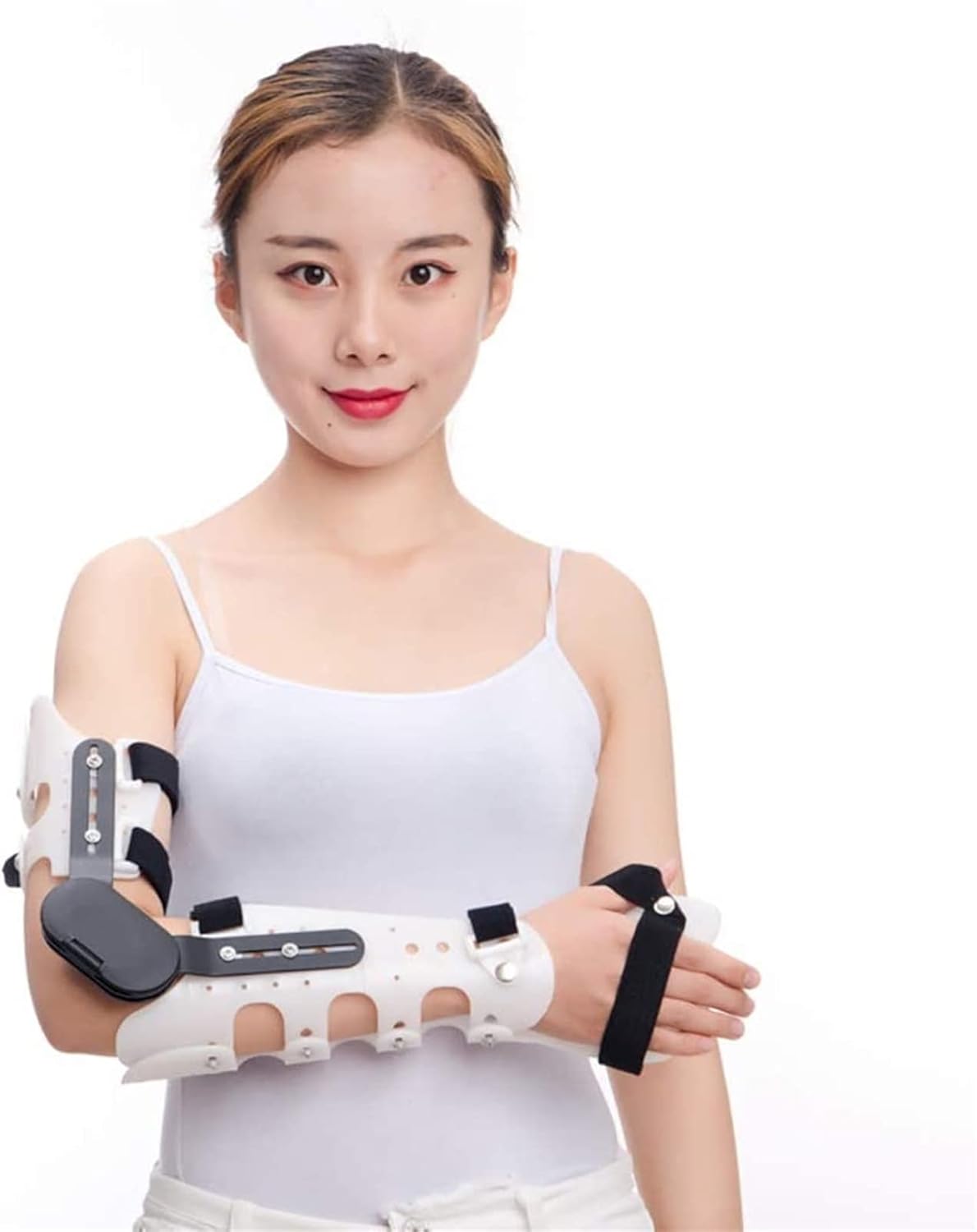 Hinged ROM Elbow Palm Brace, for Arm Orthosis Injury Recovery Support After Surgery Adjustable Post Op Elbow Brace