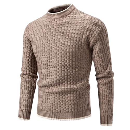 Mens O-Neck Slim Fit Knit Sweater Men Casual Pullovers Solid Color Knitted Sweaters