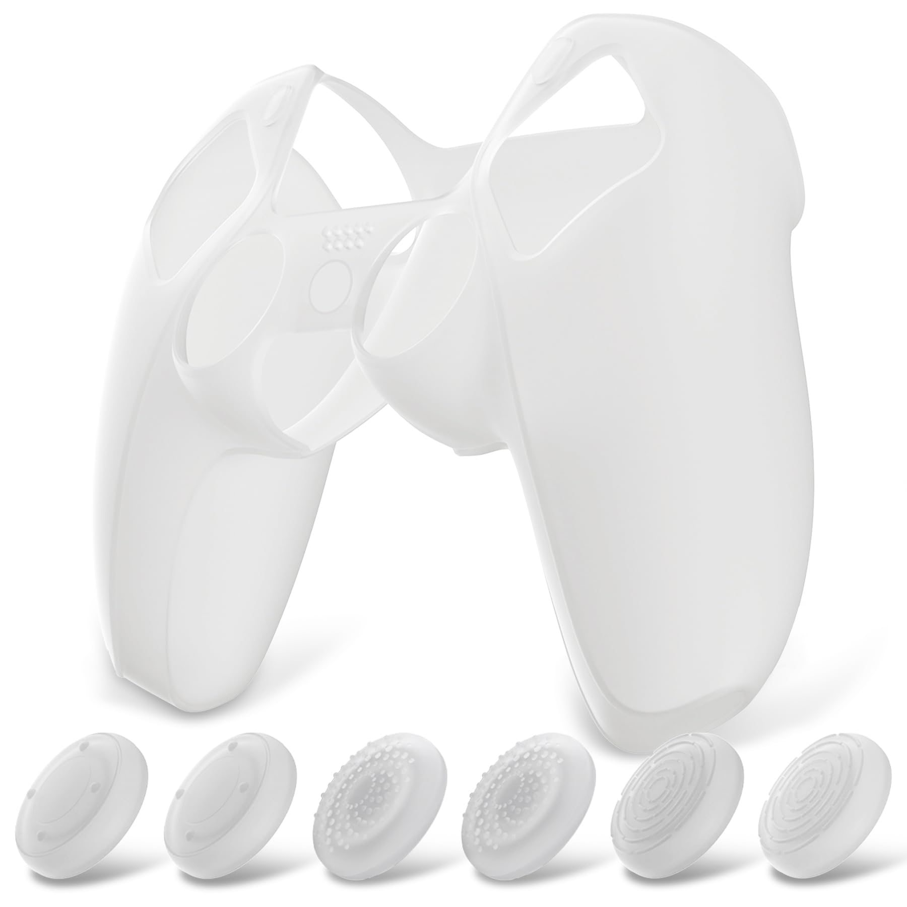 PlayVital Funda de Silicona para ps5 Mando - Cubierta Protectora Antideslizante y Suave con 6 Tapas para Pulgar, Grip Mejorado, Compatible con Base de Carga (Pure Series-Grieta Energía) — view 22