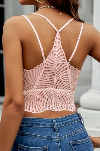 Image of Avidlove Lace Bralette for Women V Neck Camisoles Racerback Adjustable Strap Crop Top